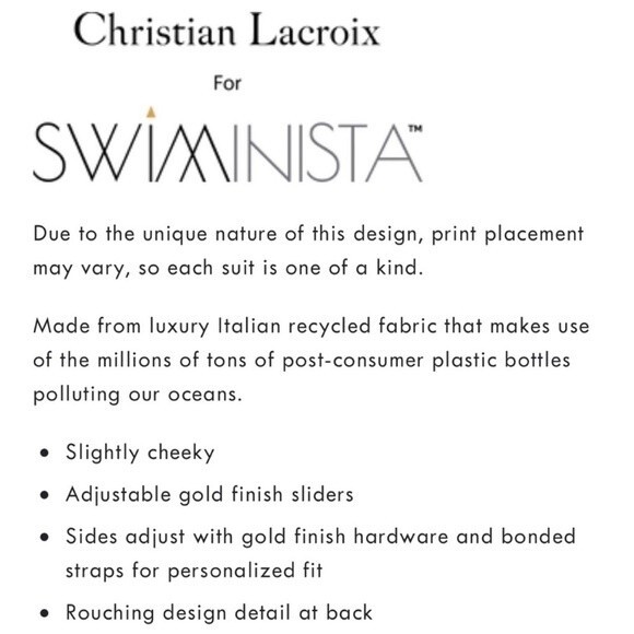 SWIMINISTA + CHRISTIAN LACROIX BIKINI BOTTOM NWT SZ S - Picture 5 of 8